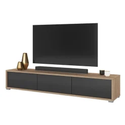 Mobile TV soggiorno sospeso 180x32h cm 3 ante a ribalta antracite rovere Glem