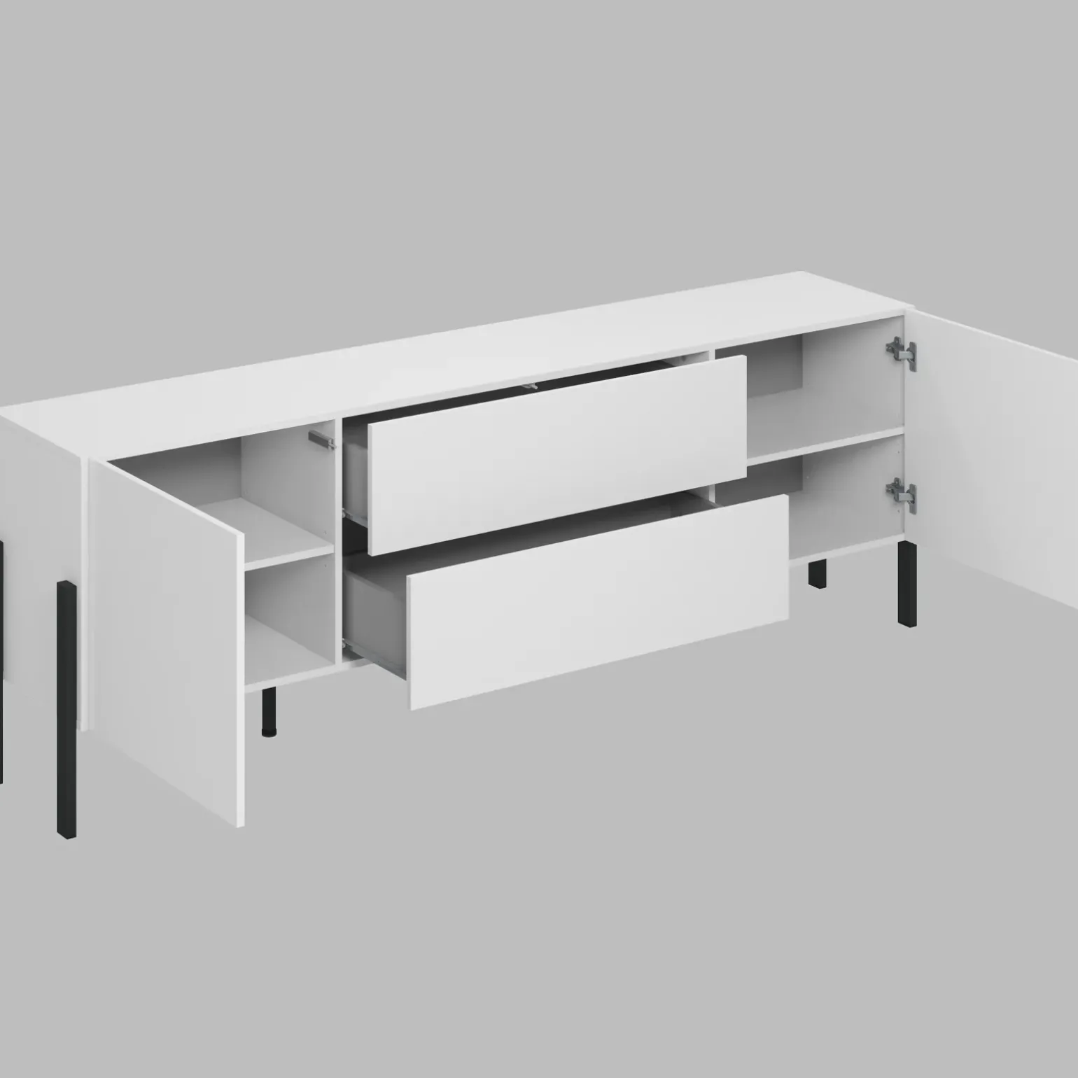 Mobile TV 200x70h cm 2 ante 2 cassetti moderno bianco Simple