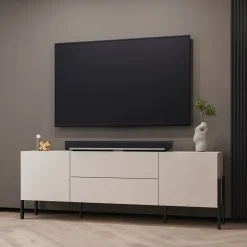 Mobile TV 200x70h cm 2 ante 2 cassetti moderno beige cashmere Simple
