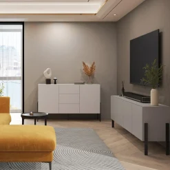 Mobile TV 200x70h cm 2 ante 2 cassetti moderno beige cashmere Simple
