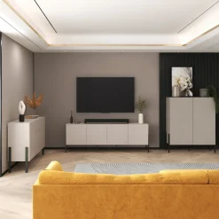 Mobile TV 200x70h cm 4 ante moderno beige cashmere Simple