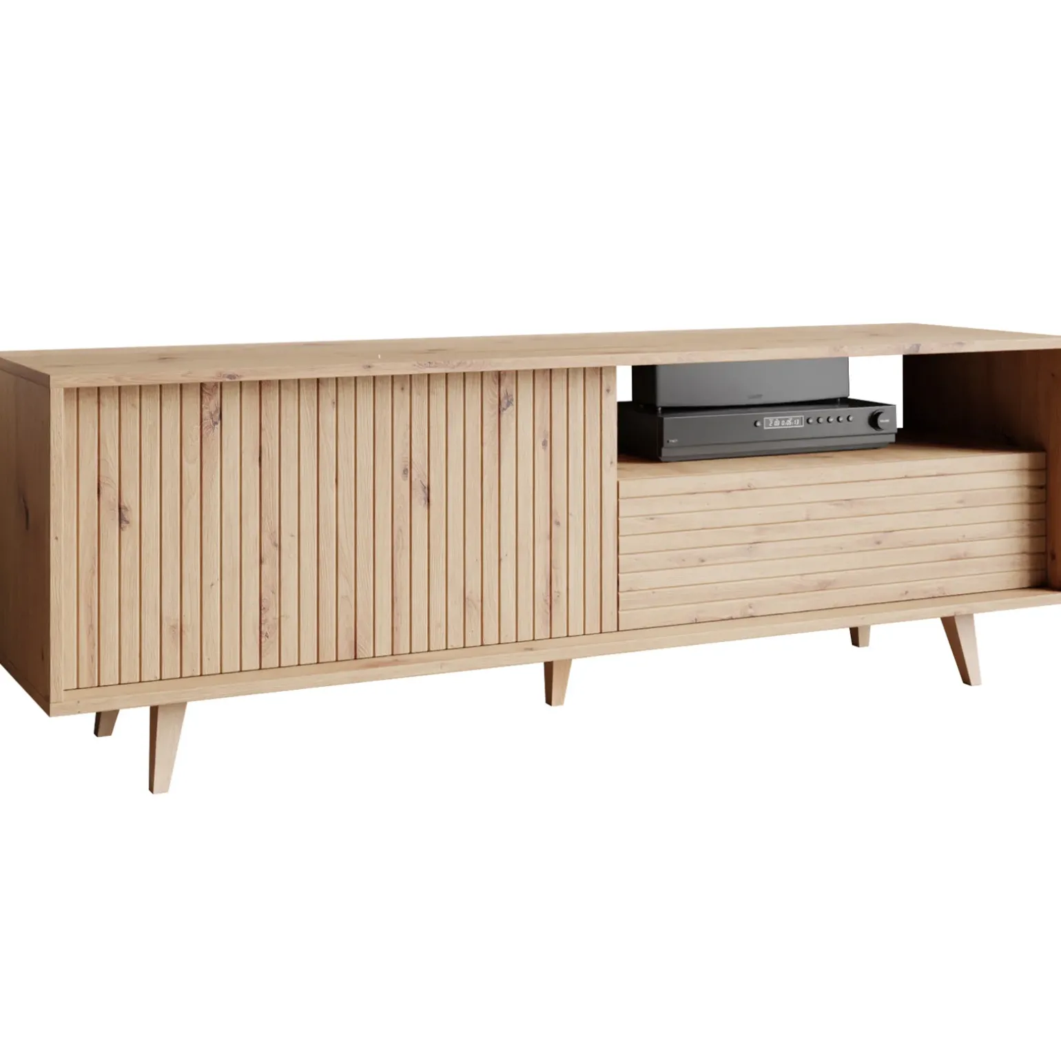 Mobile TV 152x52h cm 1 cassetto design rustico cannettato rovere Branch