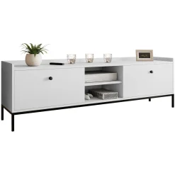 Mobile TV 180x55h cm design moderno bianco Pollon