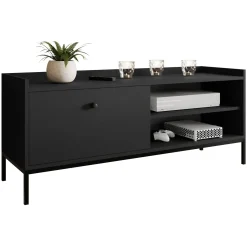 Mobile TV 140x55h cm design moderno nero Pollon