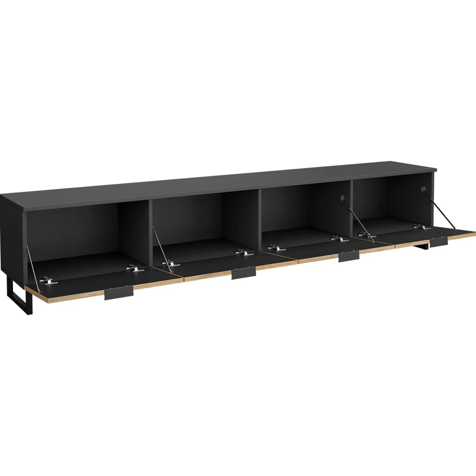 Mobile TV 200x40h cm design rustico cannettato rovere nero List