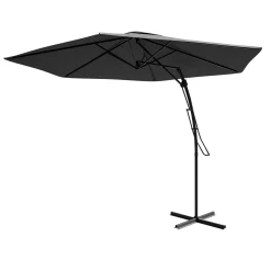Ombrellone da giardino con braccio laterale 300x300cm grigio nero Livia