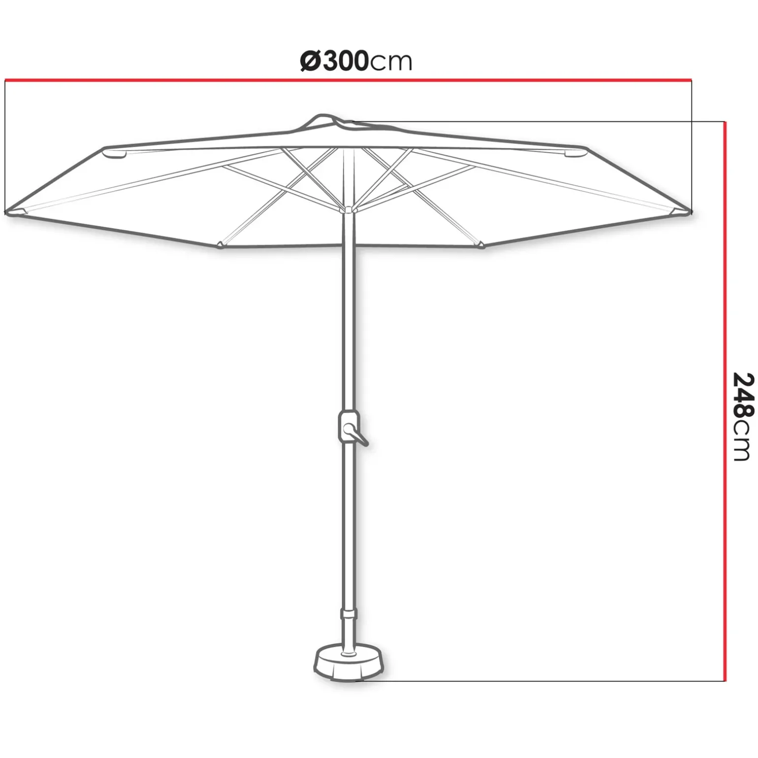 Ombrellone da giardino 300x300cm nero beige Fiorella