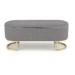 Panca moderna 105x42cm in tessuto nero bianco oro Denes