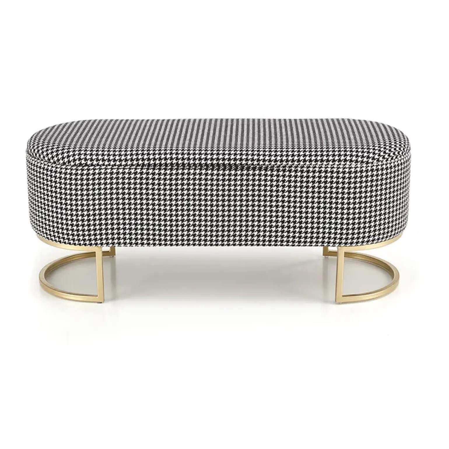 Panca moderna 105x42cm in tessuto nero bianco oro Denes