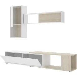 Parete attrezzata componibile 260x190h cm rovere bianco lucido Flip