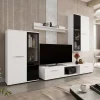 Parete attrezzata con vetrina 235x180h cm bianco nero Leeds
