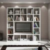 Parete attrezzata libreria 218x218h cm componibile moderna soggiorno bianco frassinato Kubic 01