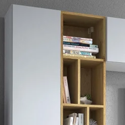 Parete attrezzata sospesa 224x160h cm moderna bianco rovere Artemisia