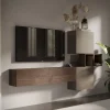 Parete attrezzata sospesa 220x130h cm moderna tortora rovere Sunset 53