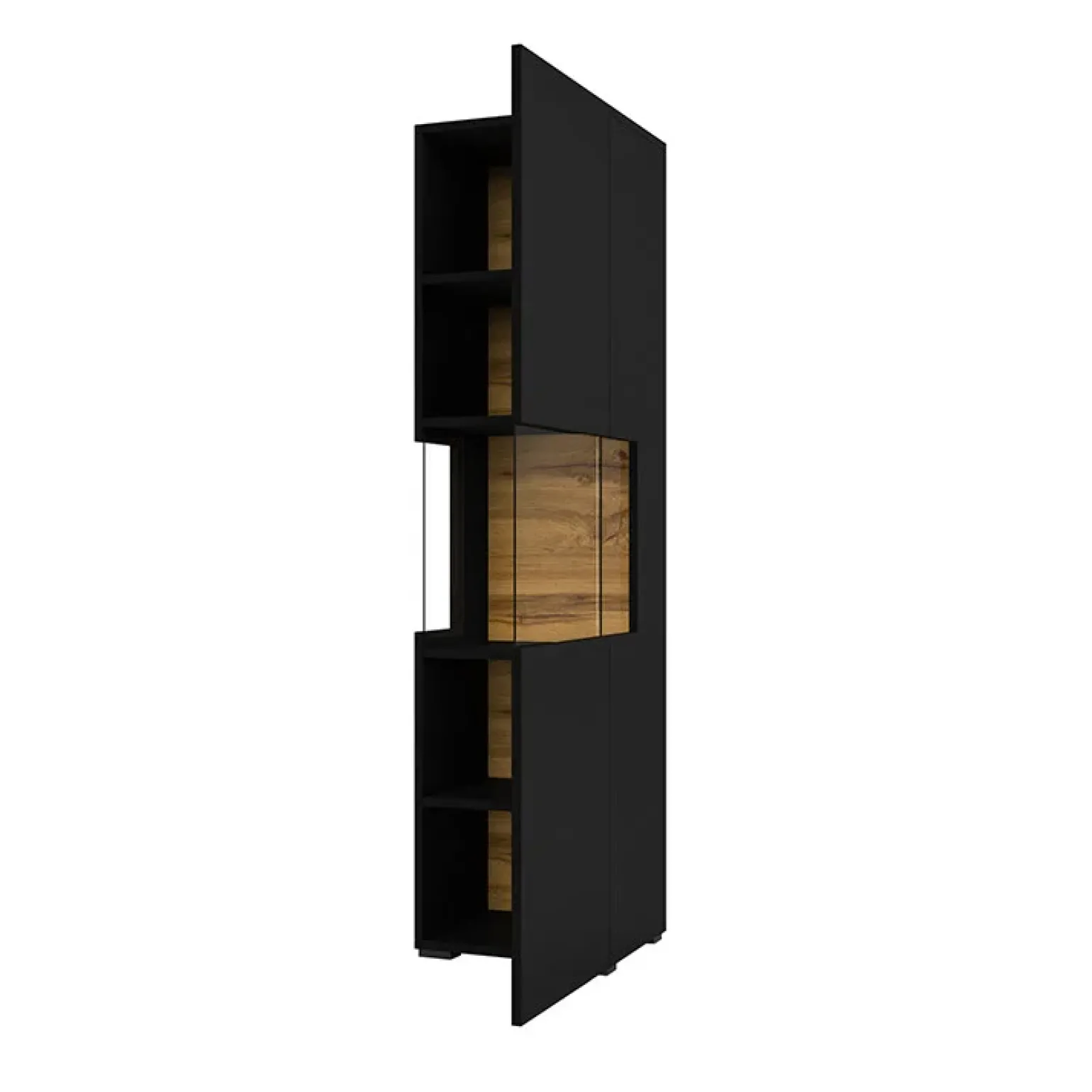 Parete attrezzata sospesa 226x140h cm nero rovere Fusion 2