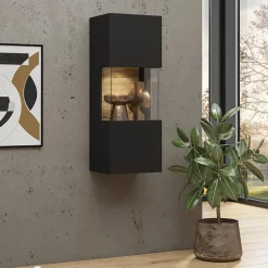 Parete attrezzata sospesa 226x140h cm nero rovere Fusion 2