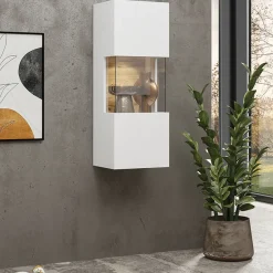 Parete attrezzata sospesa 226x140h cm bianco rovere Fusion 2