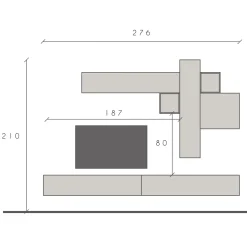 Parete attrezzata sospesa 276x210h cm moderna grigio antracite Sunset 84