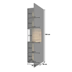 Parete attrezzata sospesa 226x140h cm nero rovere Fusion 1
