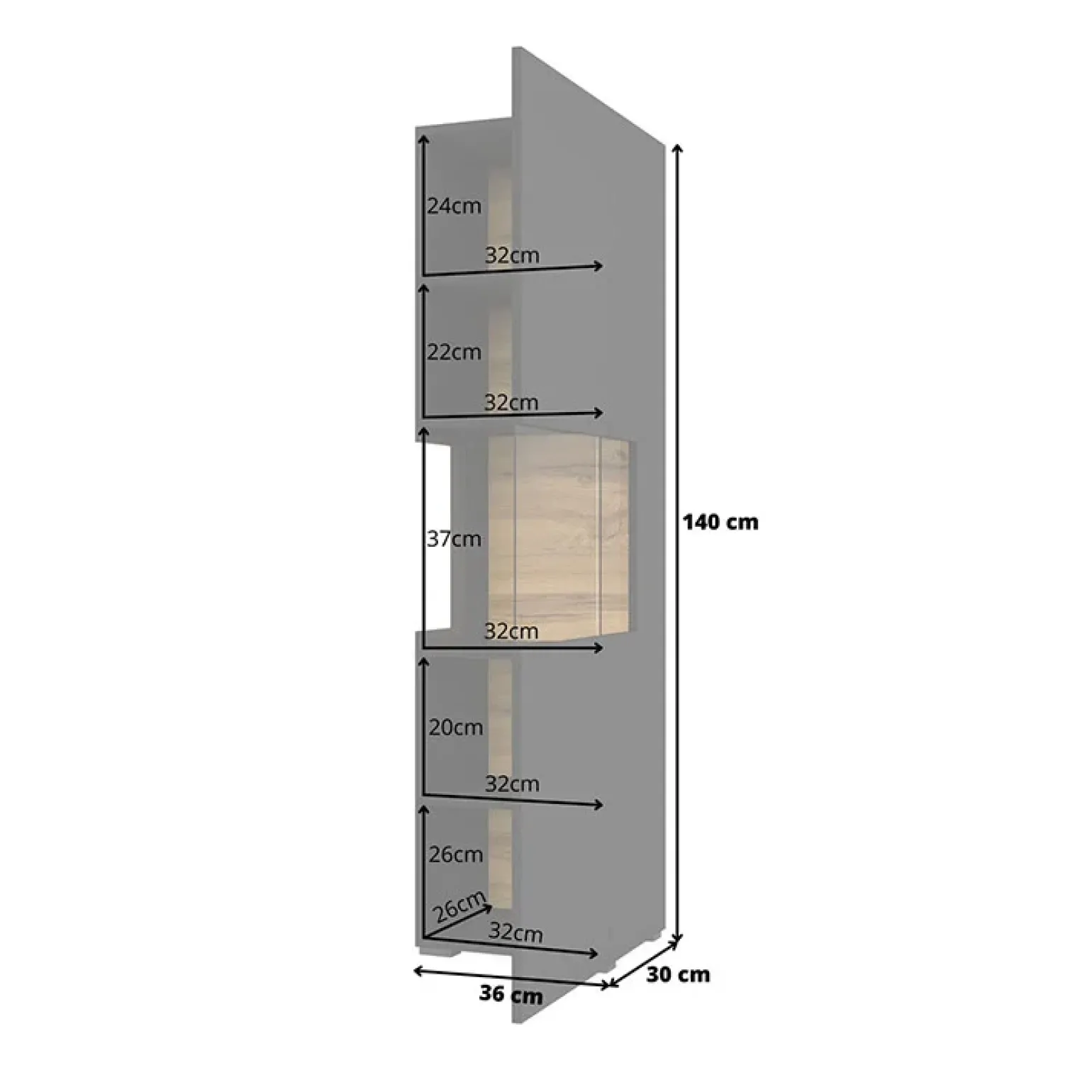 Parete attrezzata sospesa 226x140h cm nero rovere Fusion 1