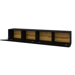 Parete attrezzata sospesa 226x140h cm nero rovere Fusion 1
