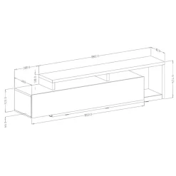 Parete attrezzata 219x 205h cm soggiorno antracite spatolato noce Megan Gihome®