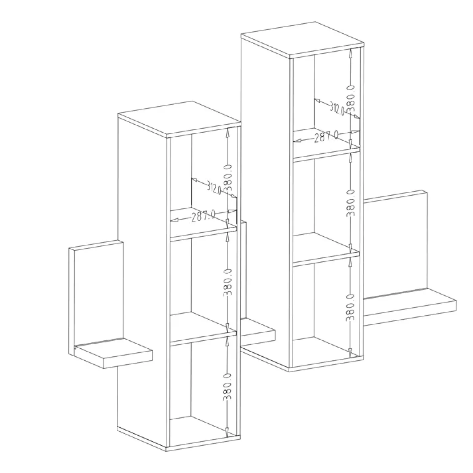 Parete attrezzata 219x 205h cm soggiorno antracite spatolato noce Megan Gihome®