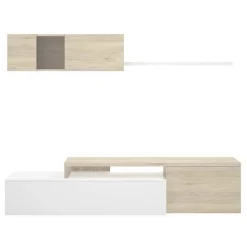 Parete attrezzata 201x143h cm angolare rovere bianco Sahara Gihome®
