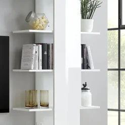 Parete attrezzata 285x187h cm bianco lucido e opaco Steppi 2