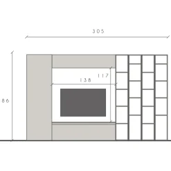Parete attrezzata 305x186h cm bianco lucido grigio Sunset 10