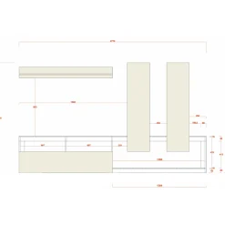 Parete attrezzata 277x200h cm bianco lucido pero soggiorno Invictus