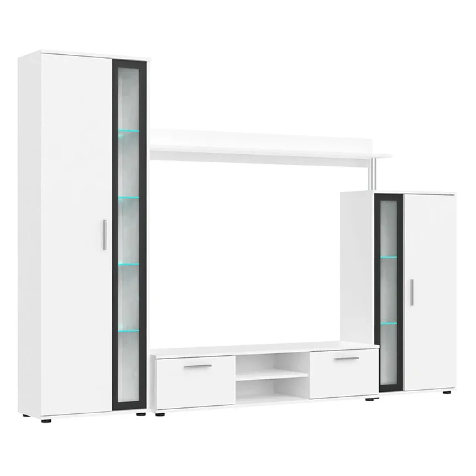 Parete attrezzata 256x182h cm bianco nero Newcastle