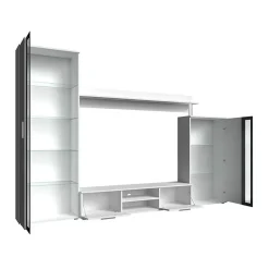 Parete attrezzata 256x182h cm bianco nero Newcastle