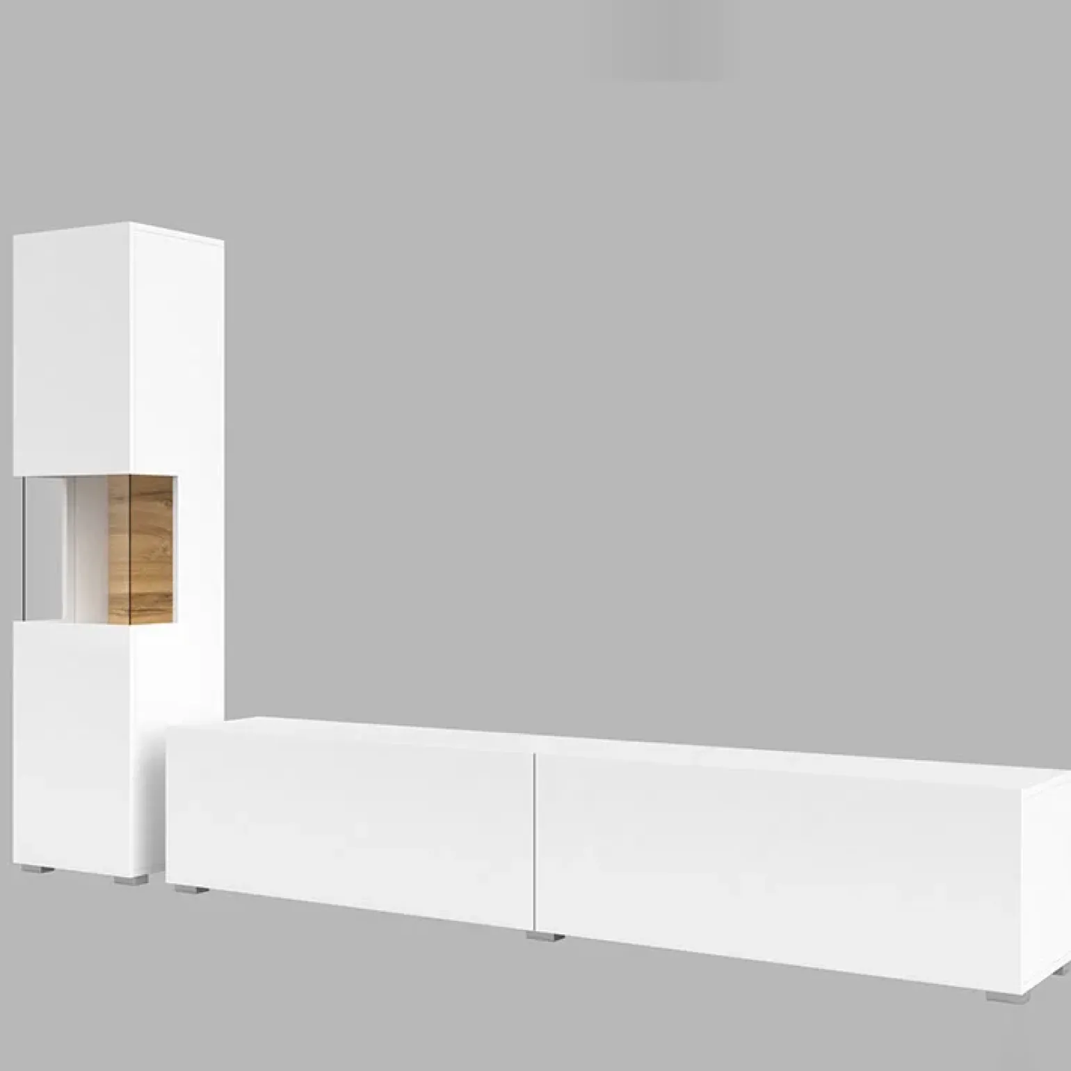 Parete attrezzata 226x140h cm bianco rovere Fusion 1