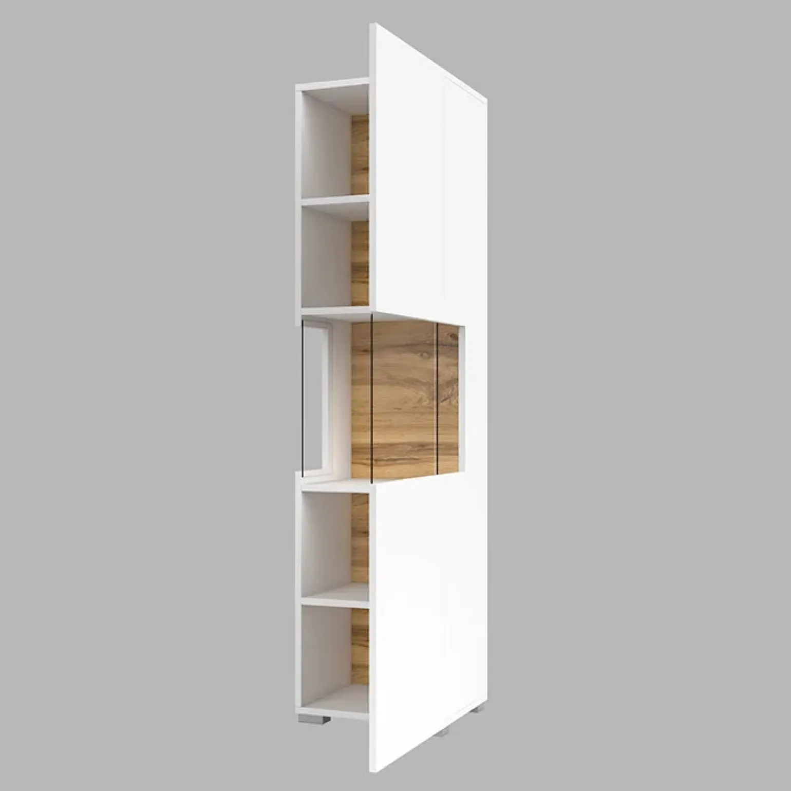 Parete attrezzata 226x140h cm bianco rovere Fusion 1