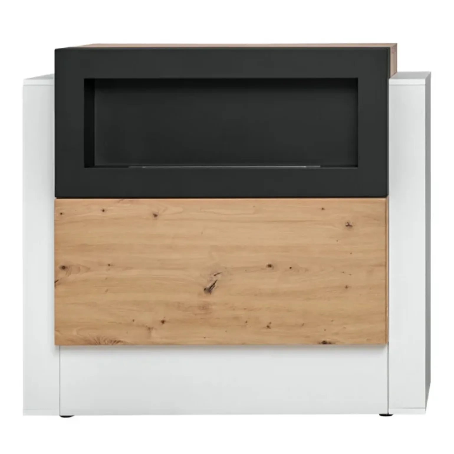 Parete attrezzata 290x175h cm con biocamino bianco rovere Arcadia Gihome®
