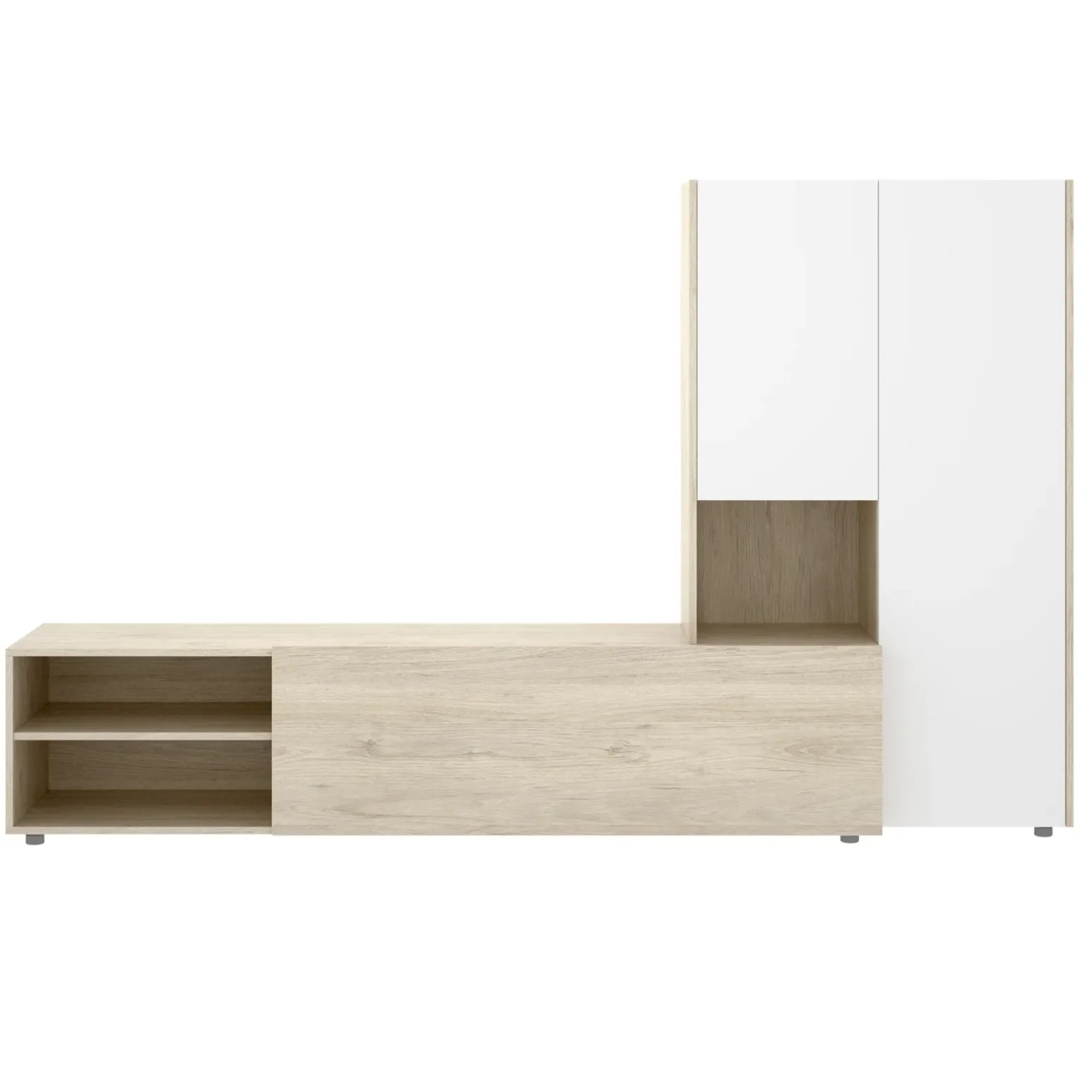 Parete attrezzata 227x241h cm legno rovere bianco Gallego