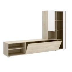 Parete attrezzata 227x241h cm legno rovere bianco Gallego
