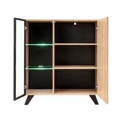 Parete attrezzata 340x192h cm moderna noce con stampa nera Mendes 2