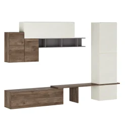 Parete attrezzata 300x223h cm moderna soggiorno noce bianco Britto