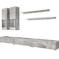Parete attrezzata 270x176h cm moderna grigio cemento Emotion Gihome®