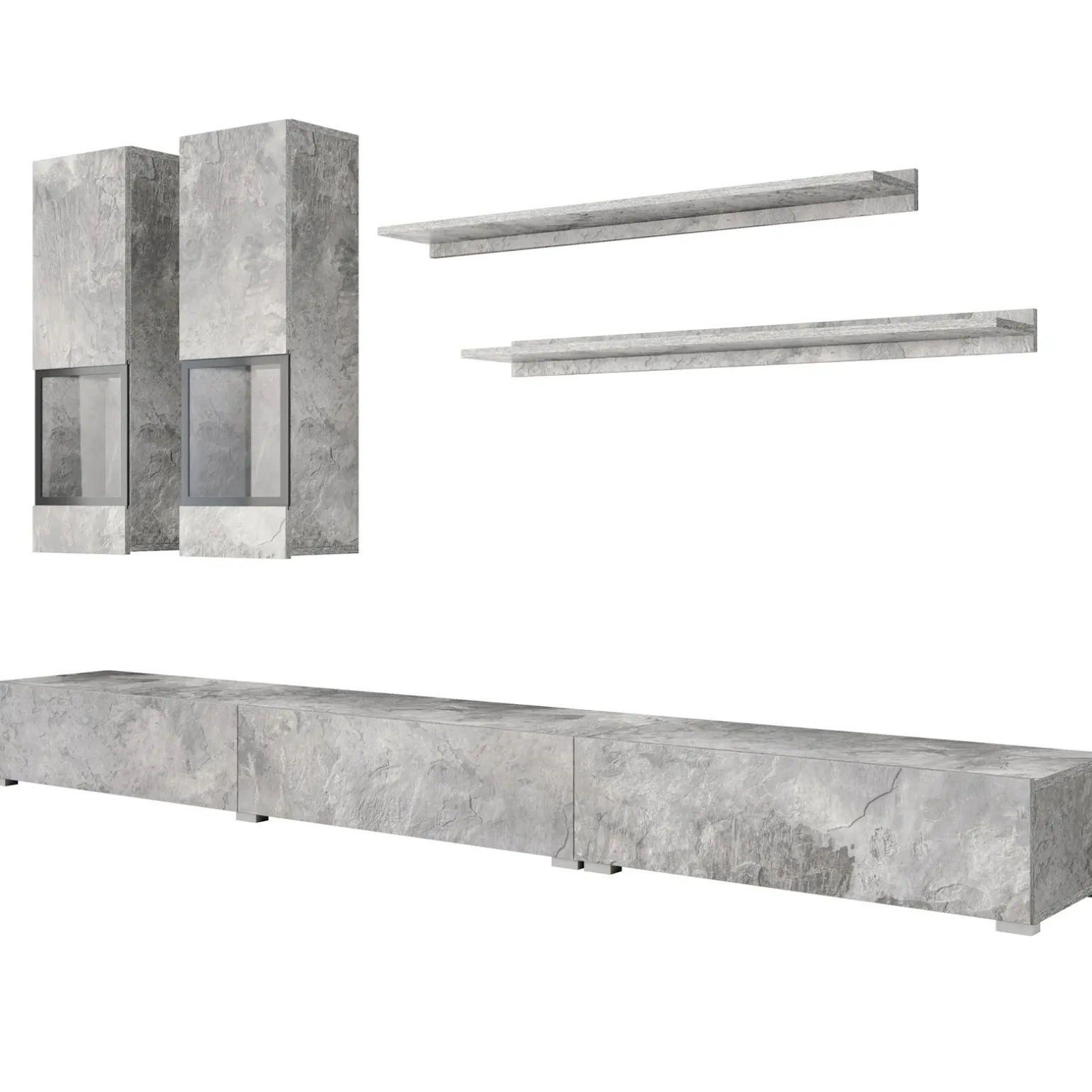 Parete attrezzata 270x176h cm moderna grigio cemento Emotion Gihome®