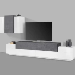 Parete attrezzata 240x180h cm moderna bianco ossido Milos Gihome®