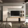 Parete attrezzata 300x186h cm moderna beige rovere chiaro Sunset 78