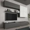 Parete attrezzata 268x209h cm moderna bianco marmo grafite Power