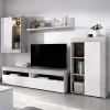 Parete attrezzata 254x294h cm moderna bianco opaco cemento Freddy