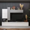 Parete attrezzata 276x210h cm moderna bianco lucido grigio chiaro Sunset 7