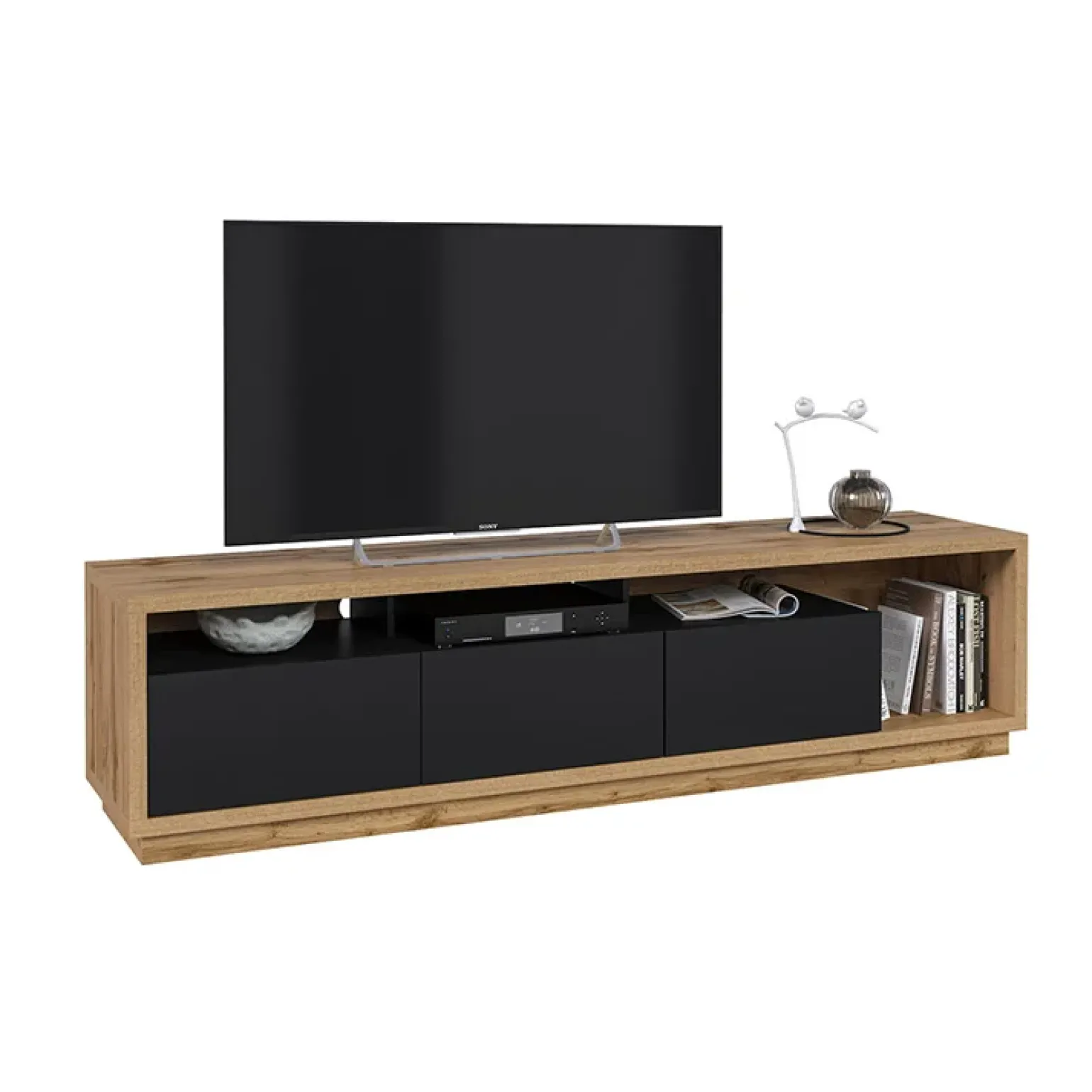 Parete attrezzata 251x196h cm moderna rovere nero Favorita