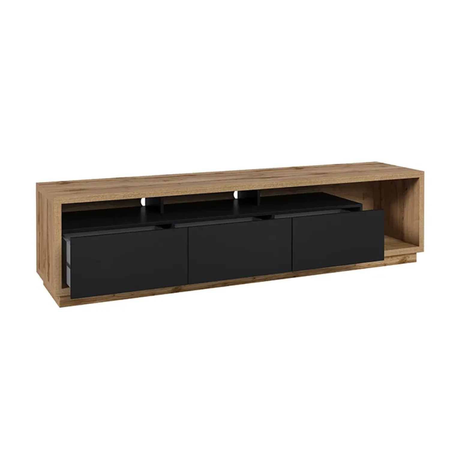 Parete attrezzata 251x196h cm moderna rovere nero Favorita