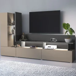 Parete attrezzata 270x162h cm moderna beige grigio Matt